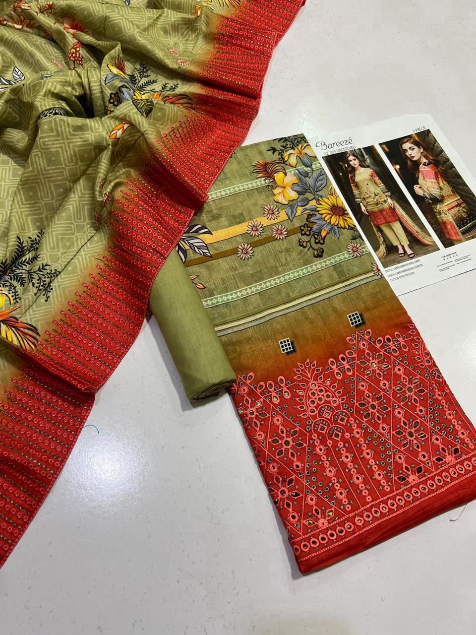 Unstitched Printed Lawn 3 Piece